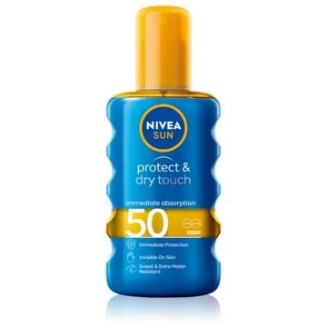 NIVEA SUN Protect & Dry Touch spray transparent pentru bronzat SPF 50