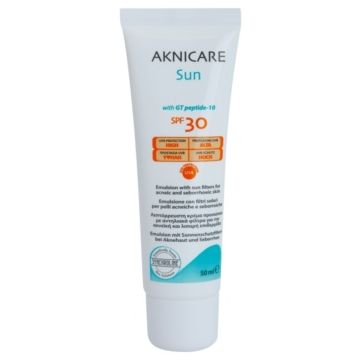 Synchroline Aknicare Sun lotiune de bronzat pentru acnee si piele seboreica SPF 30