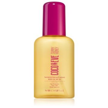 Coco & Eve Sunny Honey Tan Boosting Anti-Aging Body Oil SPF 30 ulei protector pentru accelerarea bronzului piele anti-imbatranire