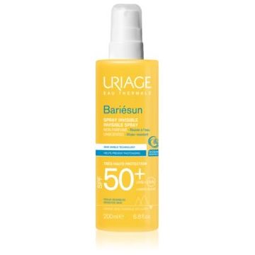 Uriage Bariésun Fragrance Free Invisible Spray SPF50+ spray de protecție pentru față și corp SPF 50+