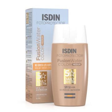 Crema de protectie solara pentru fata cu SPF 50 Isdin Fusion Water Color, 50 ml (Concentratie: Protectie solara, Culoare produse:  Medium)