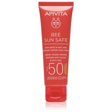 Apivita Bee Sun Safe Anti-Spot and Anti-Age Tinted Face Cream SPF50 crema de fata cu efect de protectie SPF 50