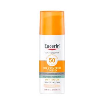 Crema-gel cu SPF 50+ cu efect de control al sebumului nuanta light Sun Protection Eucerin, 50 ml