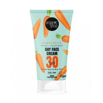 Crema protectie solara ten normal sau uscat, SPF 30 UVA - UVB, 50ml - Organic Shop