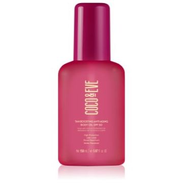 Coco & Eve Sunny Honey Tan Boosting Anti-Aging Body Oil SPF 50 ulei protector pentru accelerarea bronzului piele anti-imbatranire