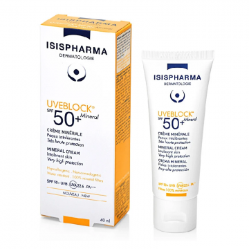 Crema cu protectie solara UVEBLOCK SPF 50+ Mineral, 40 ml, IsisPharma