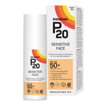 Crema de fata cu protectie solara SPF50+, Sensitive P20, 50ml, Riemann