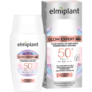 Fluid facial anti-pete pigmentare cu SPF50+ Glow Expert 4D, 50ml, Elmiplant