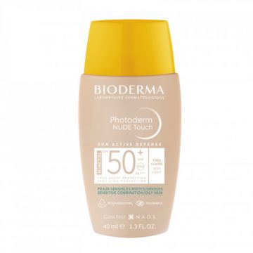 Fluid pentru piele mixta si grasa Photoderm Nude Touch Mineral SPF 50+, Bioderma (Gramaj: 40 ml, Nuanta fond de ten: Very Light)