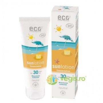 Lotiune Fluida Protectie Solara SPF30 Rezistenta la Apa pentru Piele Sensibila fara Parfum Bio 125ml