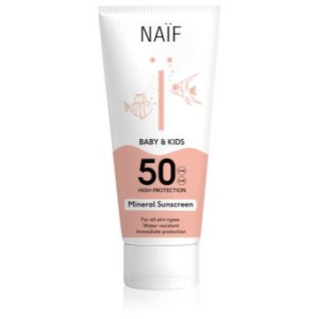 Naif Baby & Kids Mineral Sunscreen SPF 50 crema pentru protectie solara pentru bebeluși și copii mici